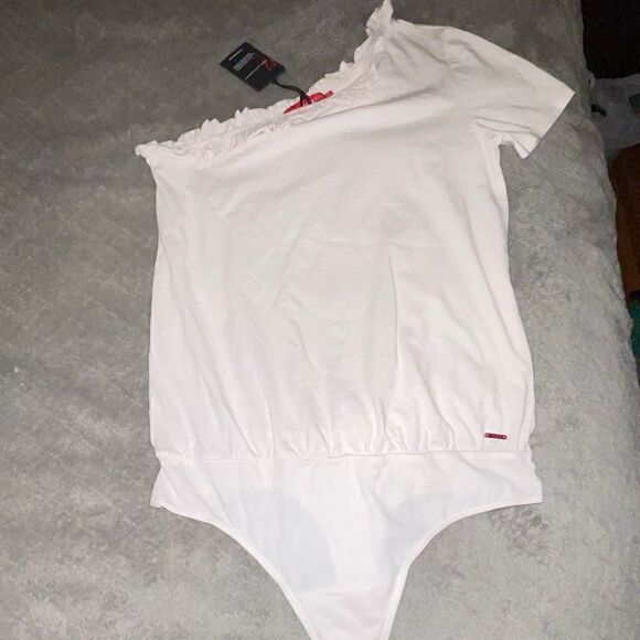 NWTs n:PHILANTHROPY Blossom Blue Bodysuit w/ Ruffled Neck - Picture 3 of 6